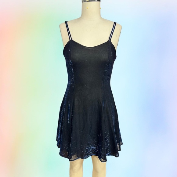 Vintage 90s y2k blue iridescent mini dress - Picture 1 of 11